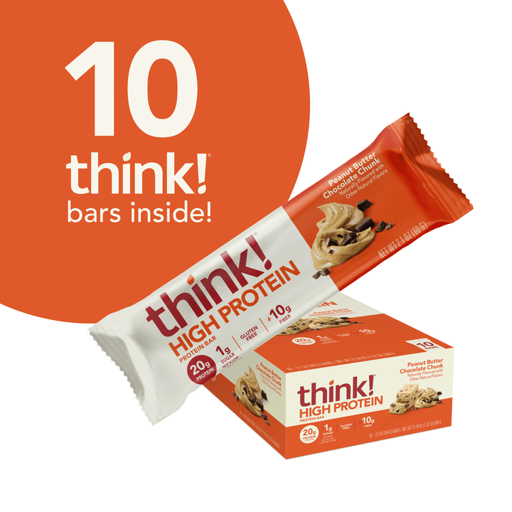 High Protein Bar, Peanut Butter Chocolate Chunk - 10 think bars inside