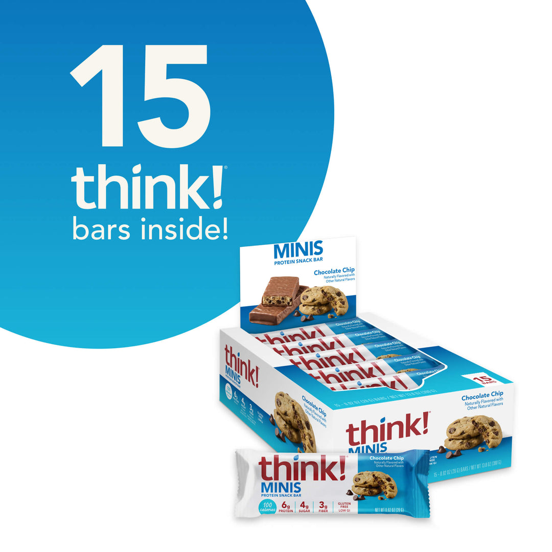 MINIS Protein Snack Bar, Chocolate Chip - 15 think bars inside!